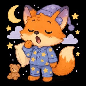 Raposinha com pijama e touca de dormir