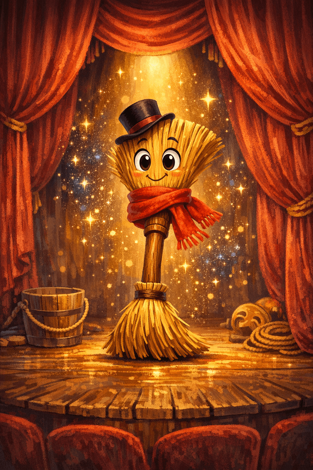 Tobias, o Vassourão do Teatro, e os Pirilampos de Purpurina