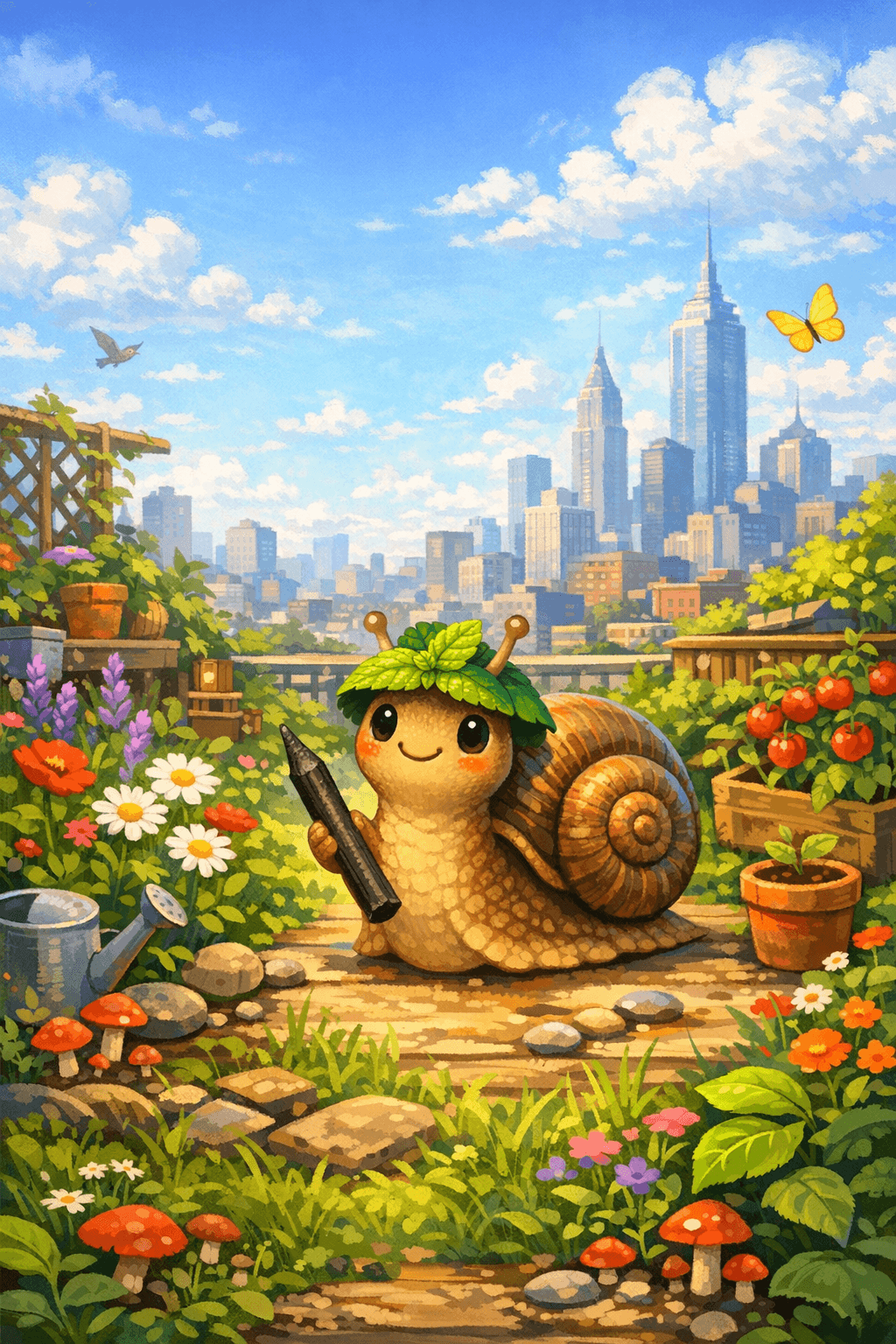 Zeca, o Caracol Cartógrafo do Jardim no Telhado